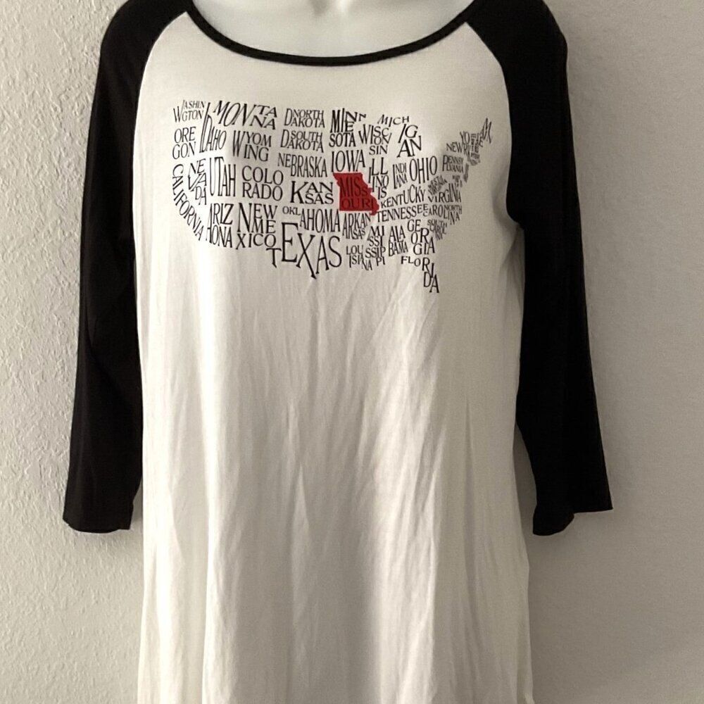 COLOR BEAR Missouri USA State Map Raglan Baseball T-Shirt L
